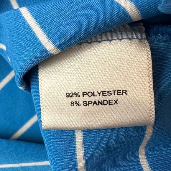 Peter Millar Deep Pacific Blue and White Striped Polo in Size Medium - Picture 3 of 7